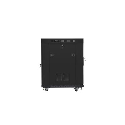 5. 19" 15U 600x800 schwarzes LCD-Rackgehäuse mit Glastür von Lanberg (Flat Pack) V2
