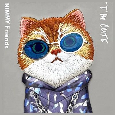 7. Nimmy Glasses Cool Cat Case für iPhone 15 Pro Max - Grau