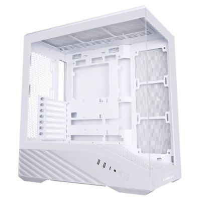 3. Lian Li Vector V100 PC-Gehäuse, Midi-Tower, ATX, RGB, gehärtetes Glas – Weiß