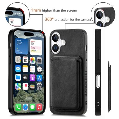 9. iPhone 17 Hülle aus Kunstleder mit abnehmbarem, MagSafe-kompatiblem Kartenhalter – Schwarz