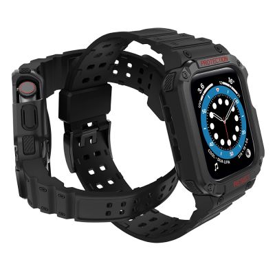 3. Schutzarmband für Apple Watch 38/40/41 mm Panzergehäuse-Armband - Schwarz