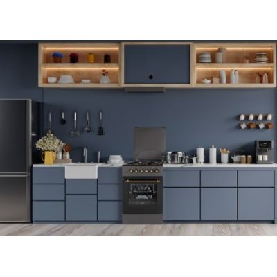 3. Gas-Elektro-Herd MPM-56-KRM-13 50 cm Schwarz Retro, Konvektion