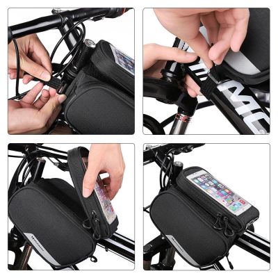 6. Wozinsky Rahmen Fahrradtasche + abnehmbare Handyhülle bis 6,5" 1,5l schwarz (WBB7BK)