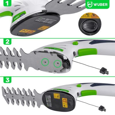 5. Akku-2-in-1-Trimmer für Hecken und Gras, 7,2 V, Schnitt 120 mm, USB-C, W23320 WUBER