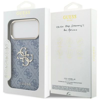 8. Guess 4G Big 4G Classic Logo Hülle für iPhone 18 Pro Max / 17 Pro Max – Blau und Gold