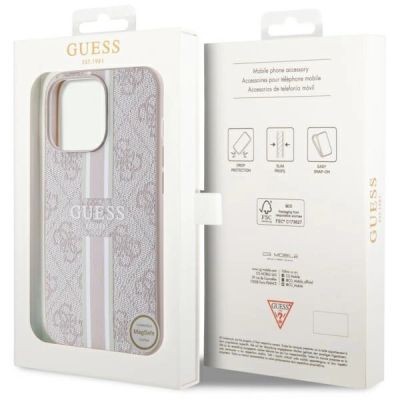 8. Guess GUHMP13XP4RPSP iPhone 13 Pro Max 6,7" rosa/rosa Hartschale 4G bedruckte Streifen MagSafe
