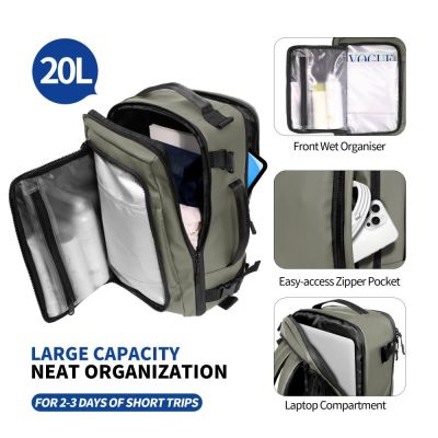 5. Tech-Protect Defender S50 Rucksack für Ryanair & Wizzar, 20 l Laptop, Olivgrün