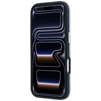 5. Karl Lagerfeld MagSafe-Schutzhülle aus Metall mit genarbtem Allover-Logo für iPhone 17 Pro / 18 Pro – Blau