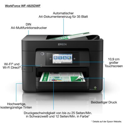5. Epson WorkForce Pro WF-4825DWF Tintenstrahldrucker A4 4800 x 2400 dpi 25 Seiten/Minute Wi-Fi
