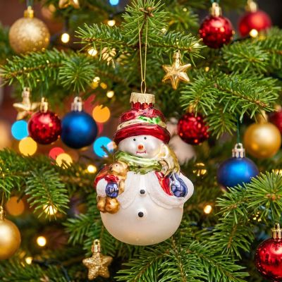 4. GLAS-WEIHNACHTSKUGEL IN FORM EINES SCHNEEMANNS 11 CM SASKA GIFT & DECOR
