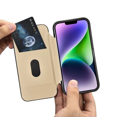 19. iCarer CE Premium Leather Folio Case iPhone 14 Plus Magnetic Flip Leather Folio Case MagSafe schwarz (WMI14220715-BK)