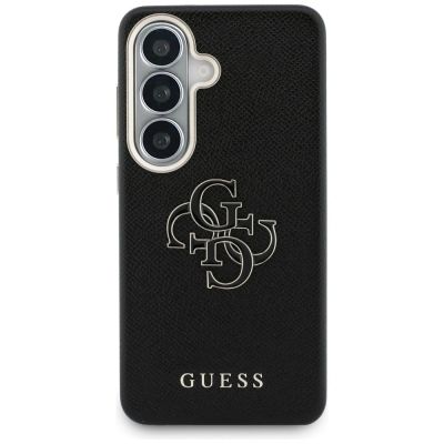 3. Guess Hülle mit genarbtem, großem 4G-Metalllogo für Samsung Galaxy S26+ - schwarz