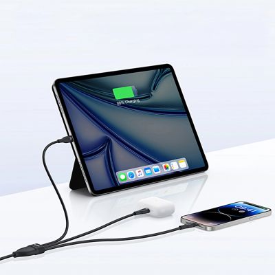13. Baseus Flash Series 3 100W USB-C 3in1 Kabel - USB-C+USB-C+ Lightning 1,5m + 3 x 0,25m - schwarz