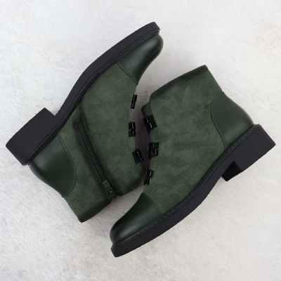 14. Damen-Wildlederimitat-Stiefeletten, gefüttert, grün M.Daszyński SA252-4