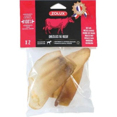 ZOLUX Natürliche Leckerlis für Hunde, getrocknete Rinderohren, 40 g