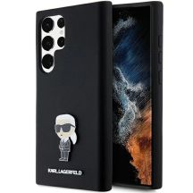Karl Lagerfeld Silikon Ikonik Metal Pin Hülle für Samsung Galaxy S23 Ultra – Schwarz