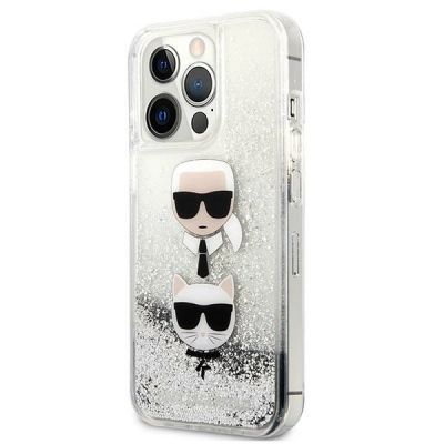 2. Karl Lagerfeld Liquid Glitter Karl&Choupette Head Case für iPhone 13 Pro Max - Silber