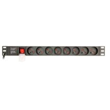 GEMBIRD 19-Zoll-Rack-Steckdosenleiste PDU EG-PDU-014-F, 1 HE, 16 A, 8 französische Steckdosen, Schuko-Stecker, 3-m-Kabel
