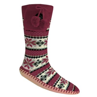 3. GLOVII BEHEIZBARE HAUSSCHUHE MIT SOCKEN, GRÖSSE 40-44, NORWEGISCHES MUSTER, INKLUSIVE BATTERIEN UND LADEKABEL, GQ5L