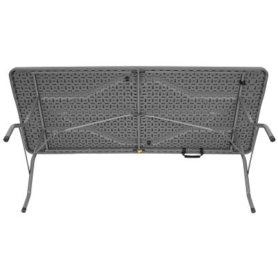 8. Cateringtisch, zusammenklappbar in einem Koffer, 180 x 74 cm, max. 100 kg, Holzart: Woodland Board, Dunkelgrau