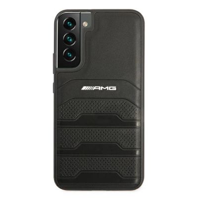 3. AMG Lederhülle mit geprägten Linien für Samsung Galaxy S22+ – Schwarz