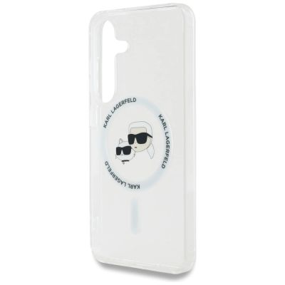 6. Karl Lagerfeld Button Case mit Karl & Choupette Logo-Print, MagSafe, Samsung Galaxy S25, Weiß