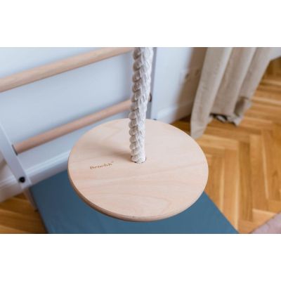 15. Turnwandbarren aus Holz und Metall mit Holzstange und Zubehörbank K 211W A204