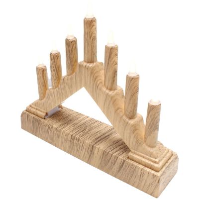 8. Adventskerzenhalter 15,5 x 3,2 x 13,5 cm, 7 LEDs, batteriebetrieben, Kiefernholz