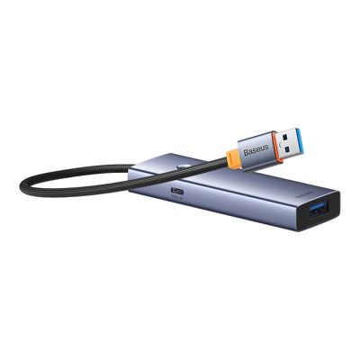 6. Baseus UltraJoy Series USB-A-Hub (4x USB-A 3.0, 1x USB-C 5V) – Grau