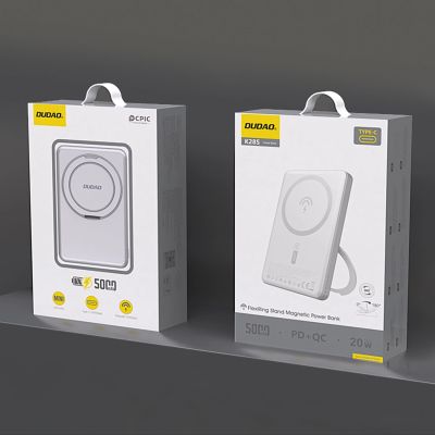 2. Dudao K28 10000 mAh PD 22,5 W MagSafe Powerbank mit Metallgehäuse und Ringständer - Silber