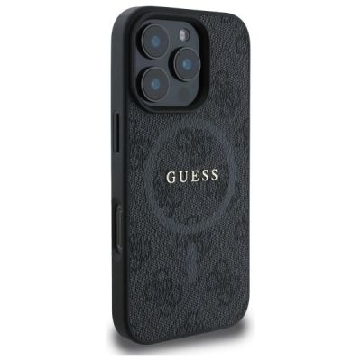 4. Guess 4G Ring Classic Logo MagSafe-Hülle für iPhone 16 Pro Max – Schwarz