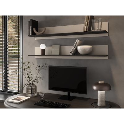 2. Regal 2 Stück SOHO 125x20x20 Kaschmir+Schwarz