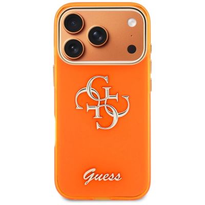 3. Guess IML 4G Script Metallhülle für iPhone 17 Pro – Orange