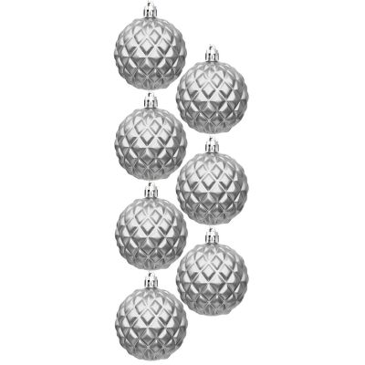 49. Dekorative Kunststoffkugeln, 6 cm, Set mit 35 Stück, silberfarben