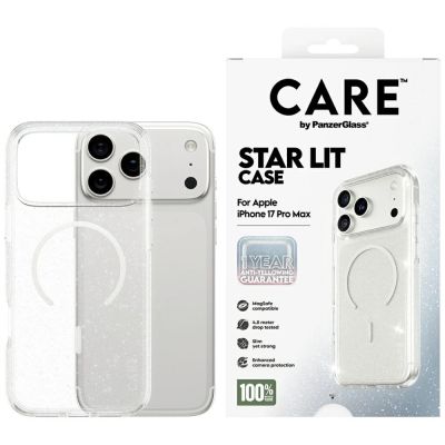 CARE by PanzerGlass Flagship Urban Explorer Case mit weißem MagSafe für iPhone 17 Pro Max – Klarer Glitzer