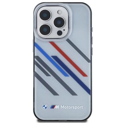 3. BMW Motosport IML Random Stripes Hülle für iPhone 16 Pro – grau