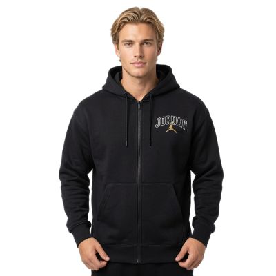 4. Air Jordan Brooklyn Fleece-Kapuzenpullover mit durchgehendem Reißverschluss, Schwarz - IB7908-011