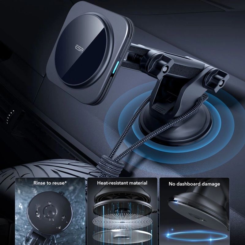 9. ESR Halolock Magnetische MagSafe QI2 15W Autohalterung - Schwarz