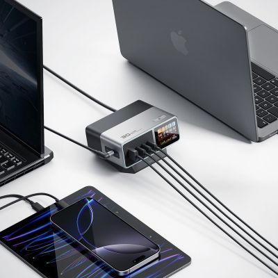 21. Cuktech TA3005U 300W 5-in-1 Ladestation mit Digitalanzeige – Silber