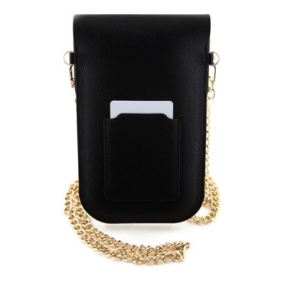 2. Hello Kitty Leder-Metall-Logo-Kettentasche – Schwarz