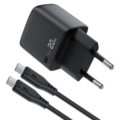 4. Acefast A113 GaN PD 20W USB-C Wandladegerät mit Display mit USB-C Kabel - Schwarz