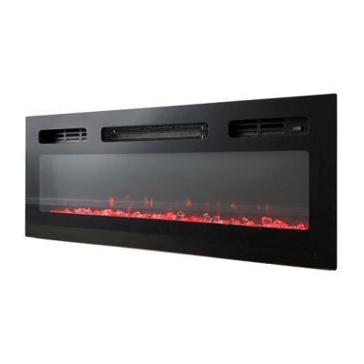 8. EVA TV-Schrank mit elektrischem Kamin 180x40x52 schwarz/glänzend schwarz