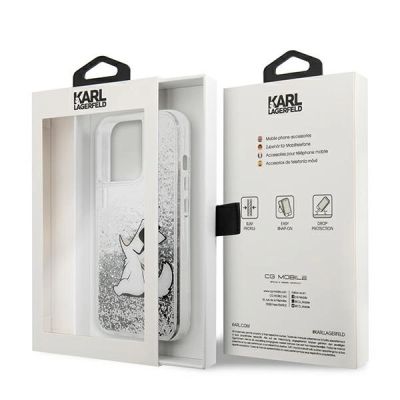 8. Karl Lagerfeld Liquid Glitter Choupette Fun Case für iPhone 13 Pro Max 6,7" - Silber