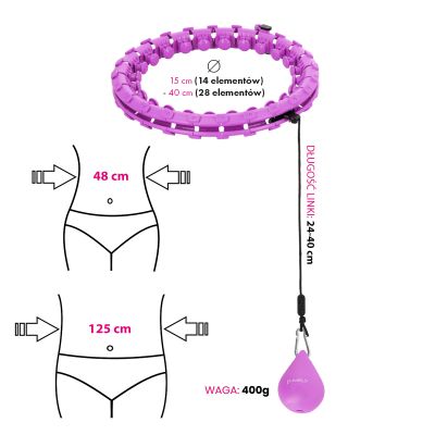 13. Plus-Size-Hula-Hoop-Reifen HMS HHW12 mit Nieten und Gewicht, lila