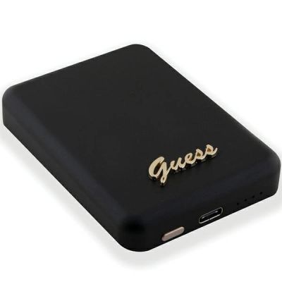 4. Guess MagSafe Metal Script Logo Induktions-Powerbank 5W 3000mAh - Schwarz