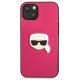 3. Karl Lagerfeld Leder Ikonik Karl's Head Metallhülle für iPhone 13 mini - Rosa