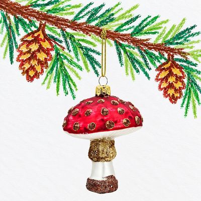 5. GLAS-CHRISTBAUMANHÄNGER IN PILZFORM 8,5 CM MICA