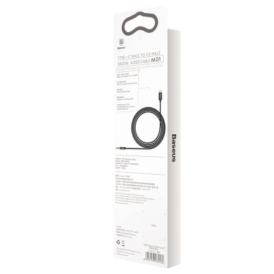 8. Baseus Stereo-Audiokabel AUX 3,5 mm Miniklinke - USB Typ C für Tablet-Telefon 120 cm schwarz (CAM01-01)