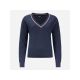 7. ROSSIGNOL Damenpullover mit V-Ausschnitt, Strick, Marineblau