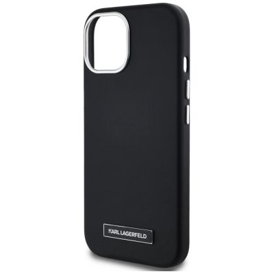 6. Karl Lagerfeld FW Metal Plate MagSafe iPhone 15 Hülle - Schwarz